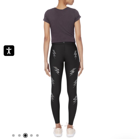 • ULTRACOR • Women’s Ultra Silk Bolt Leggings Athletic  Black Sparkly Silver Sma - Picture 3 of 6